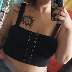 Corset front black crop top